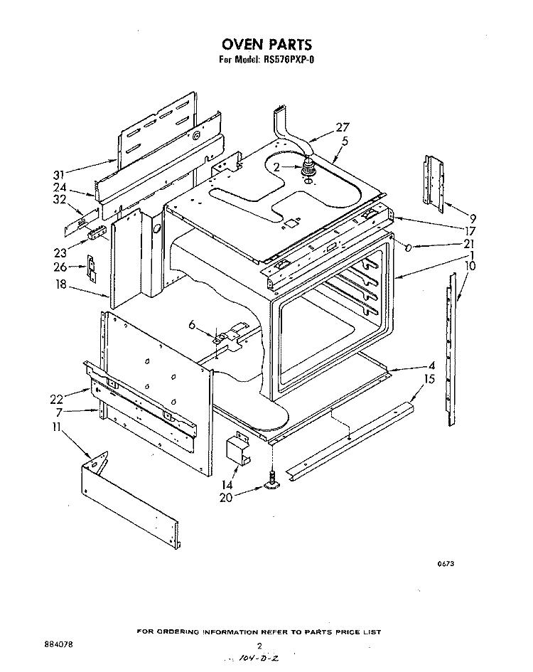 OVEN Diagram and Parts List for RS576PXP0  Whirlpool Range