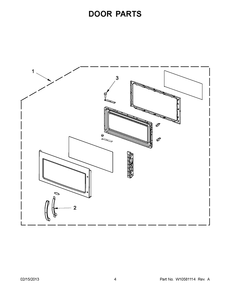 DOOR PARTS Diagram and Parts List for WMH32517AW1  Whirlpool Microwave