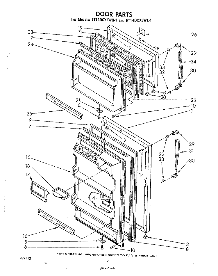 DOOR, LIT/OPTIONAL Diagram and Parts List for ET14DCXLWR1  Whirlpool Refrigerator