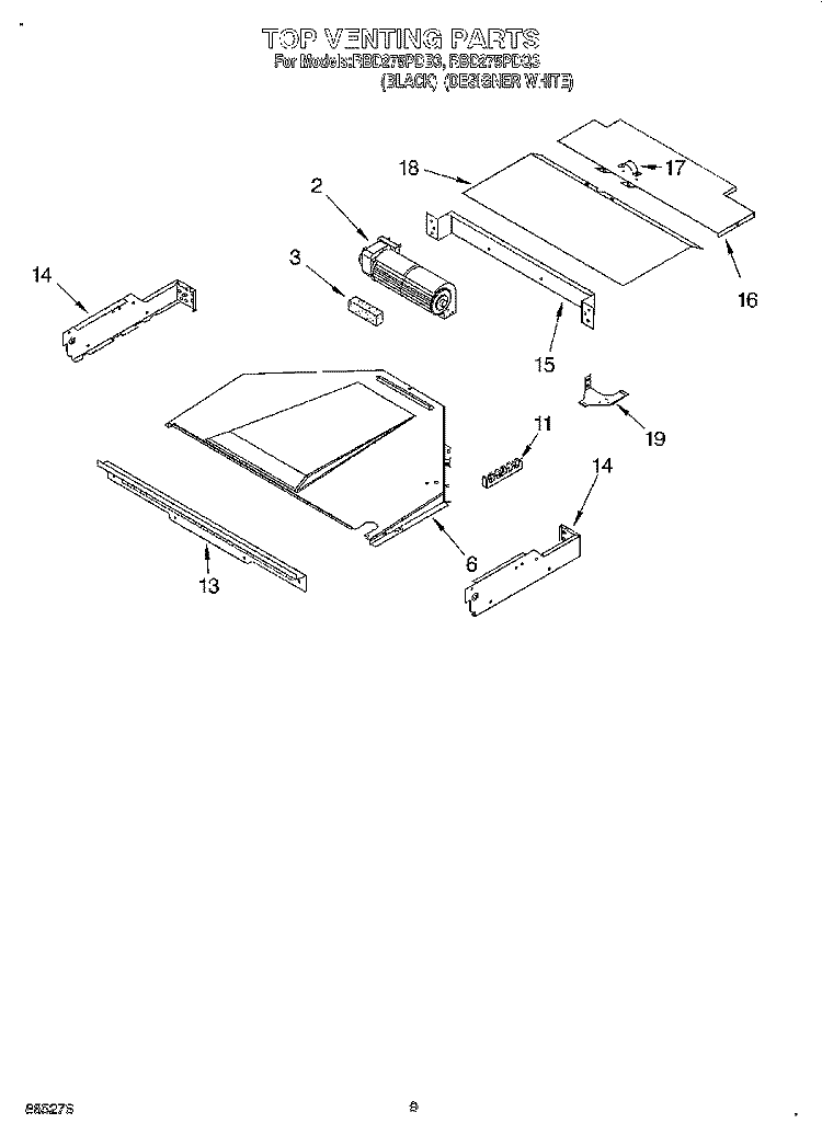 TOP VENTING, OPTIONAL Diagram and Parts List for RBD275PDB3  Whirlpool Wall Oven