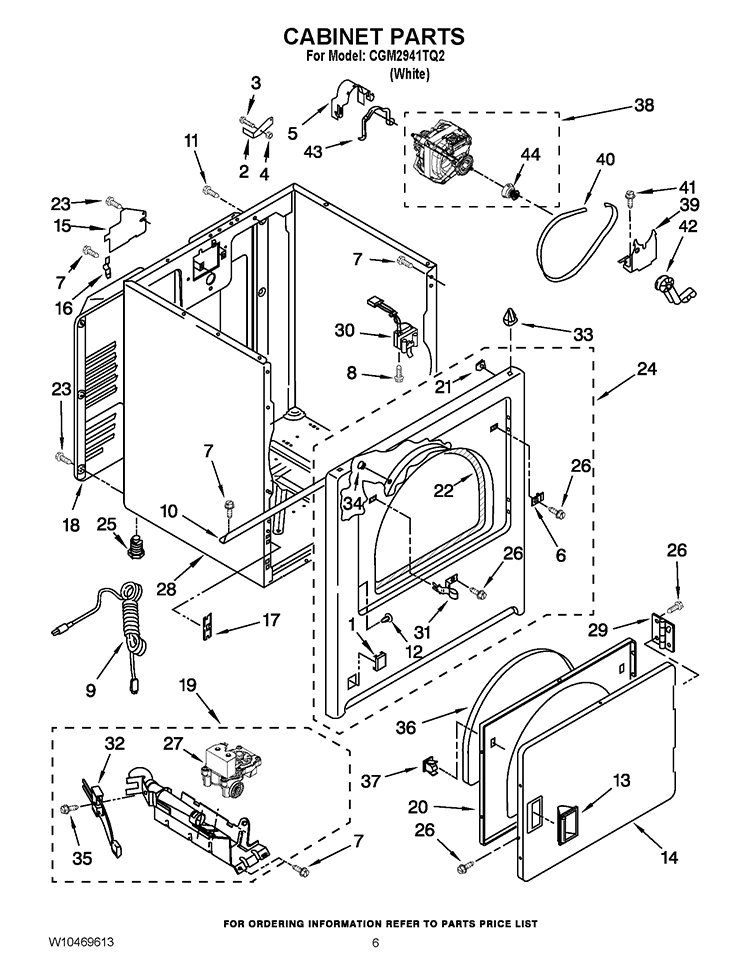 CABINET PARTS Diagram and Parts List for CGM2941TQ2  Whirlpool Dryer