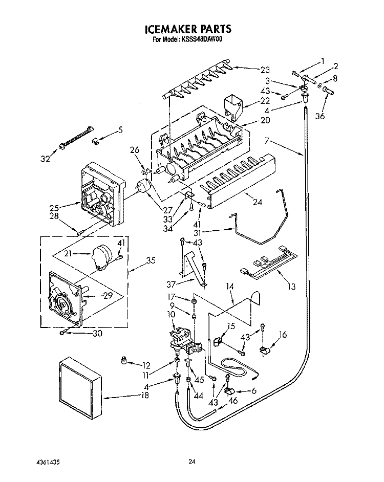 ICEMAKER, LIT/OPTIONAL Diagram and Parts List for KSSS48DAW00  KitchenAid Refrigerator