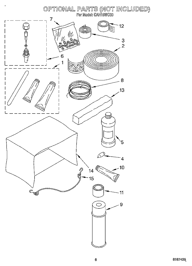 OPTIONAL Diagram and Parts List for CAH18WC00  Crosley Air Conditioner