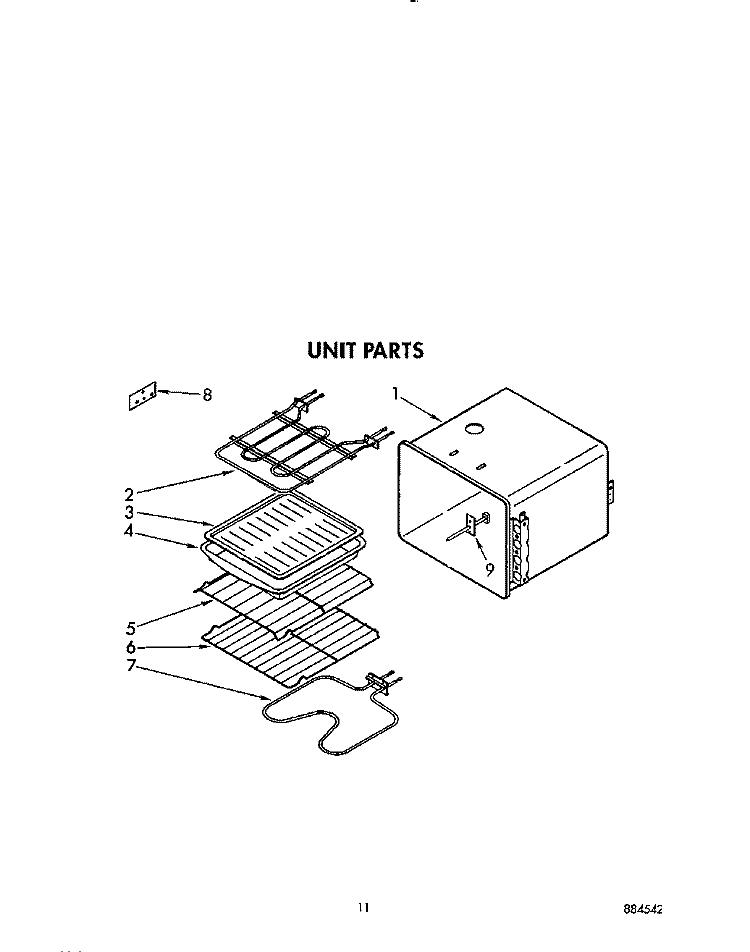 UNIT Diagram and Parts List for RB170PXYQ0  Whirlpool Wall Oven