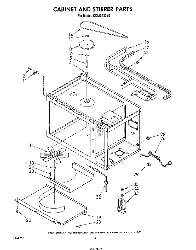 CABINET AND STIRRER Diagram and Parts List for KCMS132S0  KitchenAid Microwave