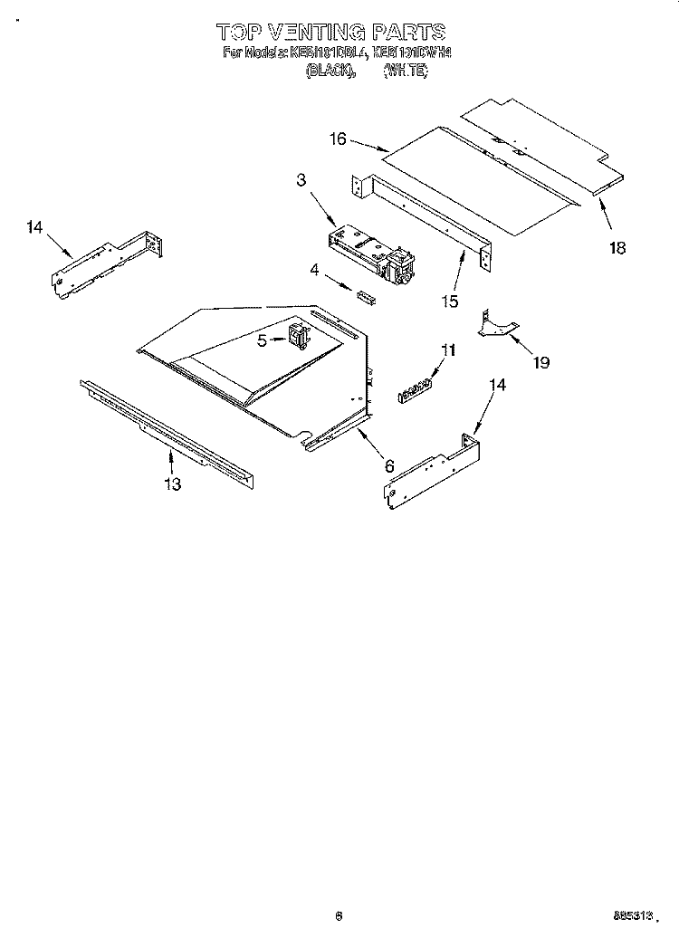 TOP VENTING, OPTIONAL Diagram and Parts List for KEBI101DWH4  KitchenAid Wall Oven
