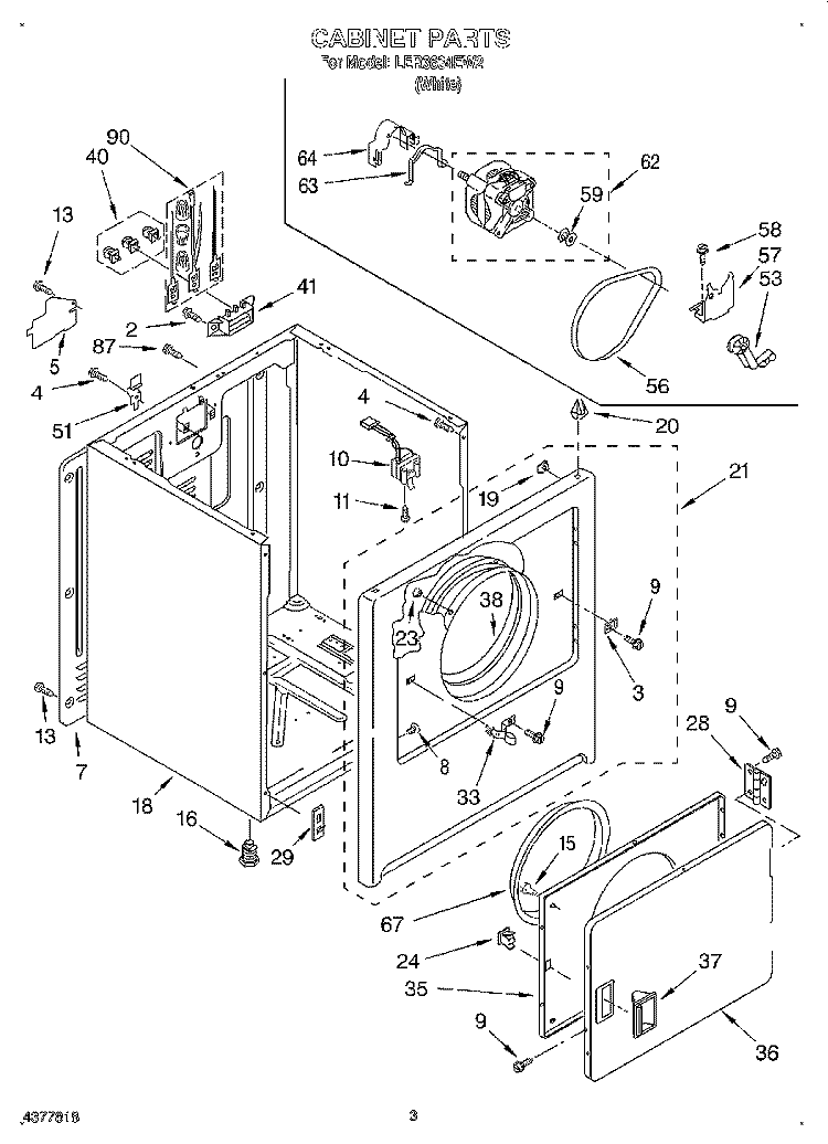 SECTION Diagram and Parts List for LER3634EW2  Whirlpool Dryer