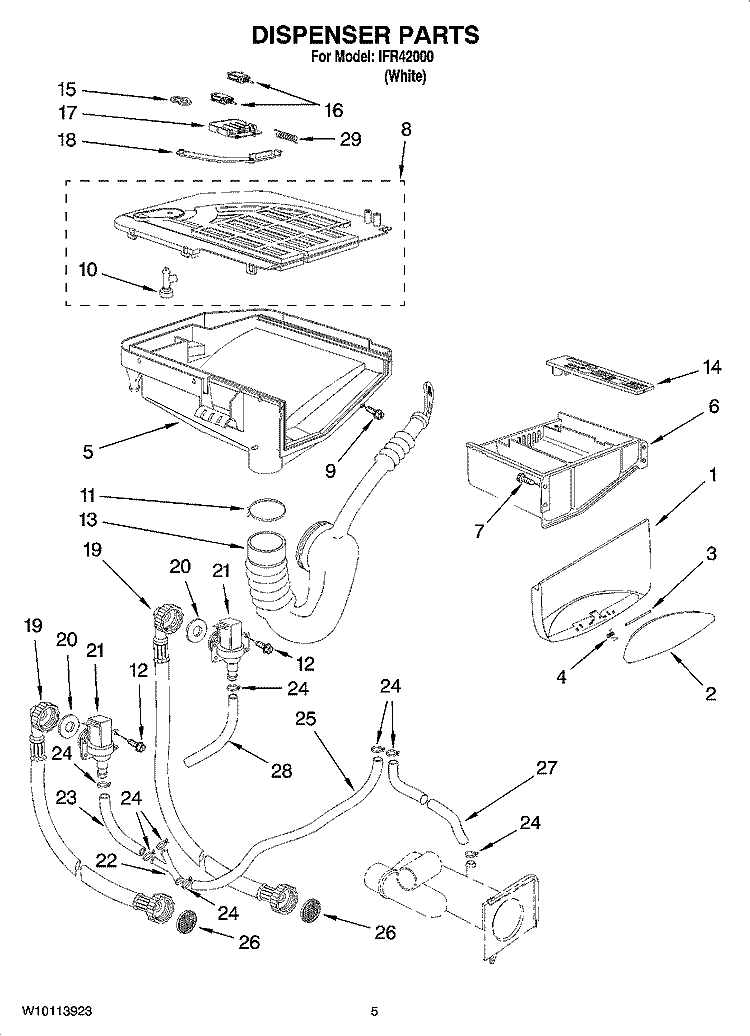 DISPENSER PARTS Diagram and Parts List for IFR42000  Inglis Washer