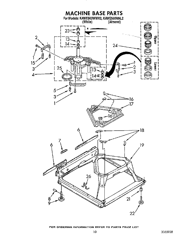 MACHINE BASE Diagram and Parts List for KAWE560WAL2  KitchenAid Washer
