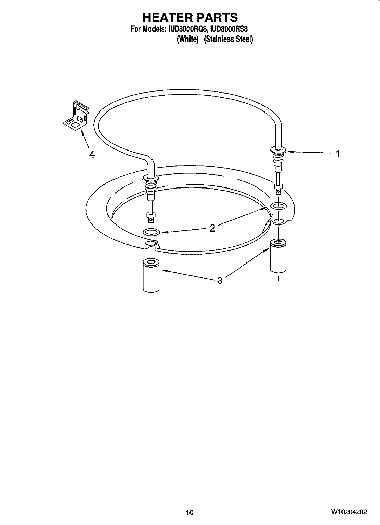 HEATER PARTS Diagram and Parts List for IUD8000RS8  Whirlpool Dishwasher