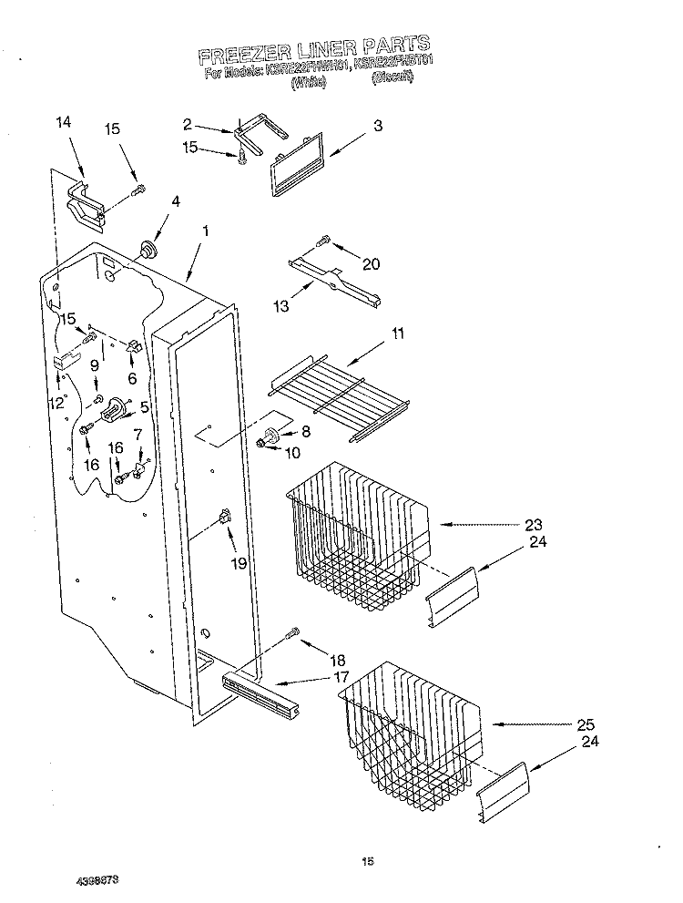 FREEZER LINER Diagram and Parts List for KSRE22FHBT01  KitchenAid Refrigerator