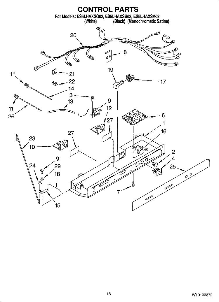 CONTROL PARTS Diagram and Parts List for ES5LHAXSA02  Whirlpool Refrigerator