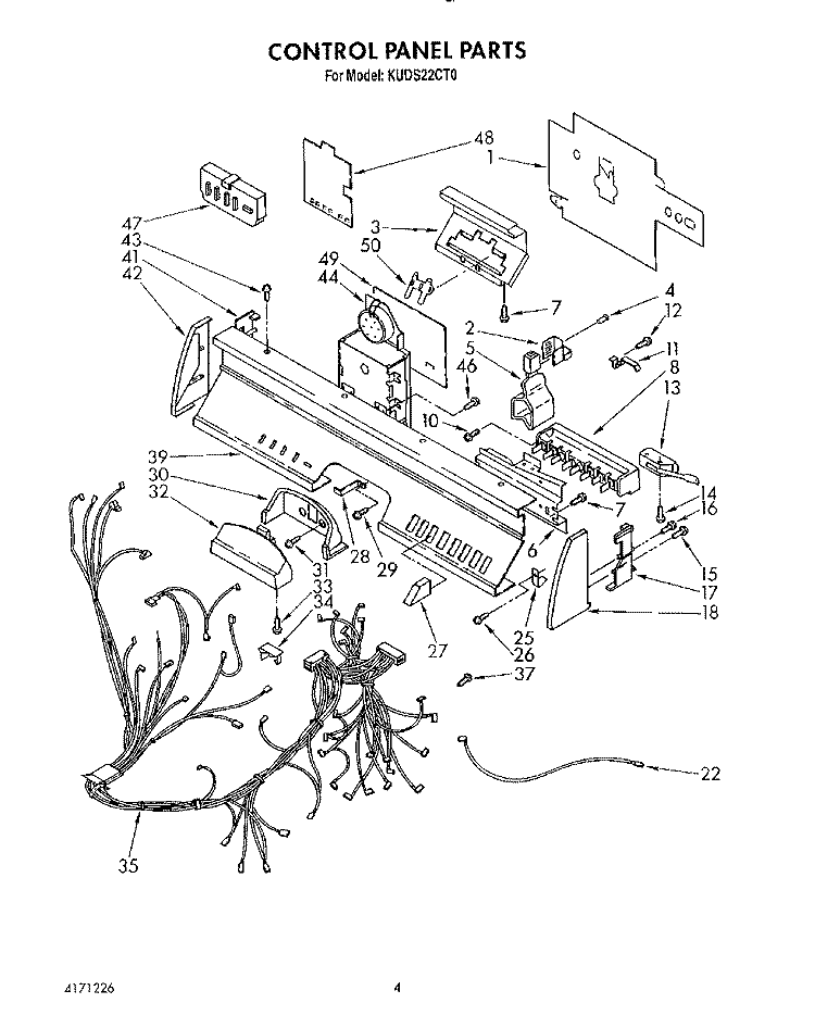 CONTROL PANEL, LIT/OPTIONAL Diagram and Parts List for KUDS22CT0  KitchenAid Dishwasher
