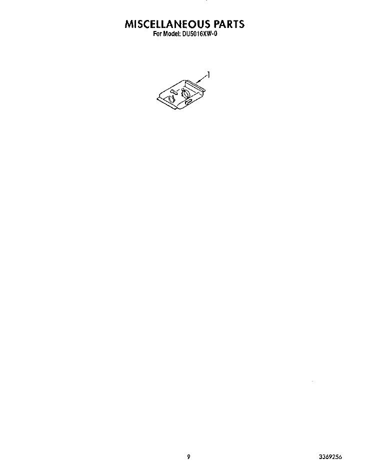 MISCELLANEOUS, LIT/OPTIONAL Diagram and Parts List for DU5016XW0  Whirlpool Dishwasher