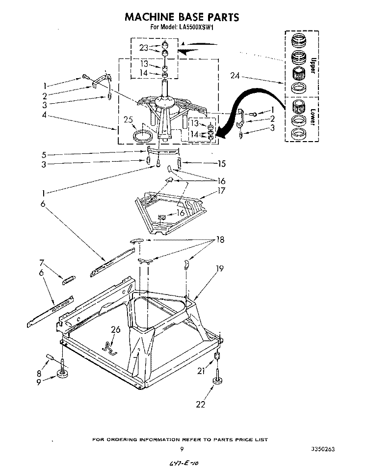 MACHINE BASE Diagram and Parts List for LA5500XSW1  Whirlpool Washer