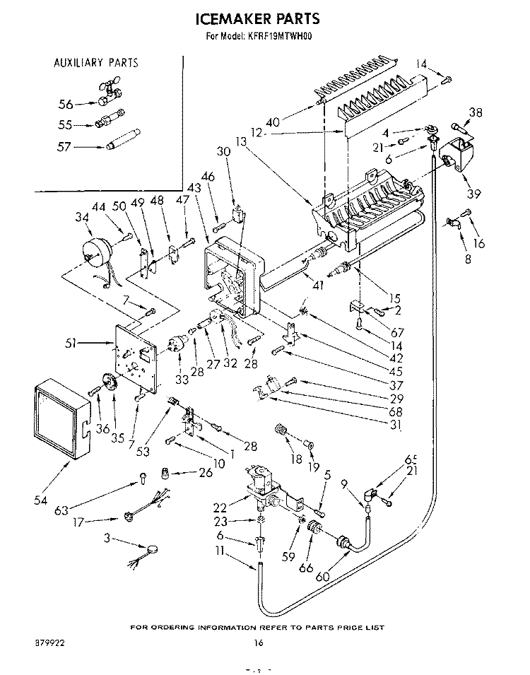ICEMAKER, NOT ILLUSTRATED Diagram and Parts List for KFRF19MTPL00  Whirlpool Refrigerator