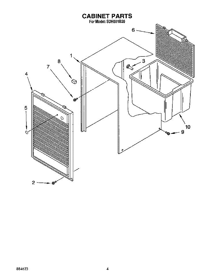 SECTION Diagram and Parts List for SDH501B20  Whirlpool Dehumidifier