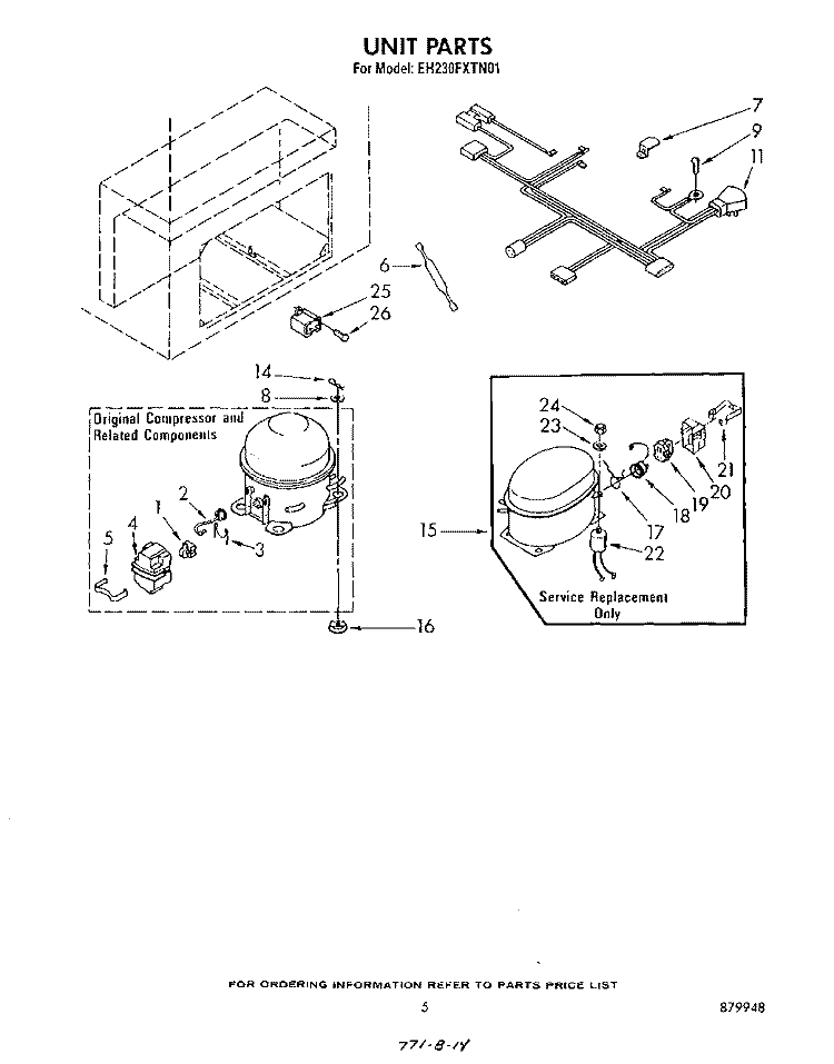 SECTION Diagram and Parts List for EH230FXTN01  Whirlpool Freezer