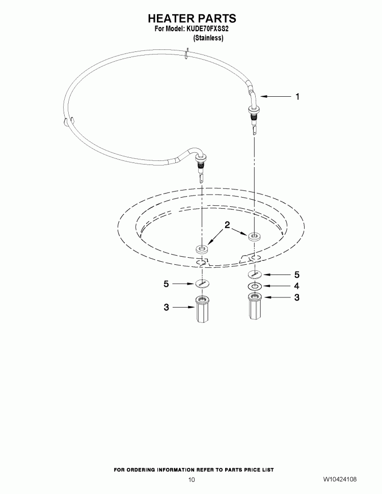 HEATER PARTS Diagram and Parts List for KUDE70FXSS2  KitchenAid Dishwasher