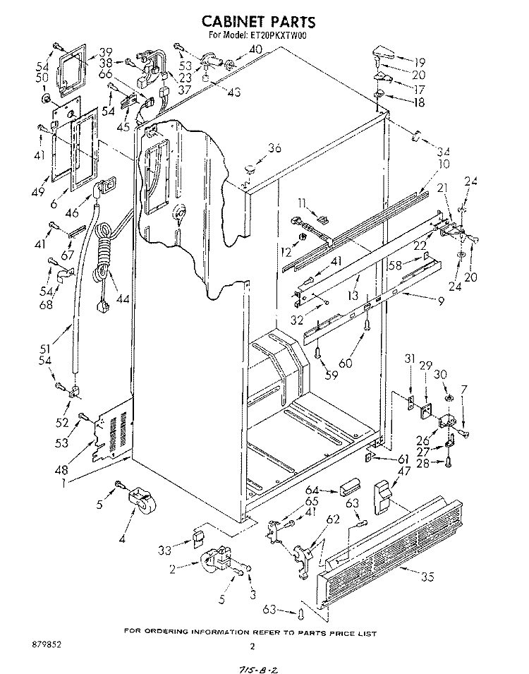 CABINET Diagram and Parts List for ET20PKXTF00  Whirlpool Refrigerator