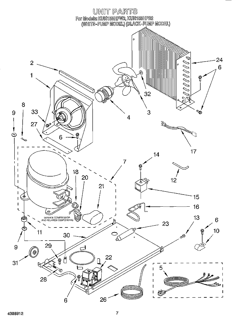 UNIT Diagram and Parts List for KUIS155HPW2  KitchenAid Ice Maker