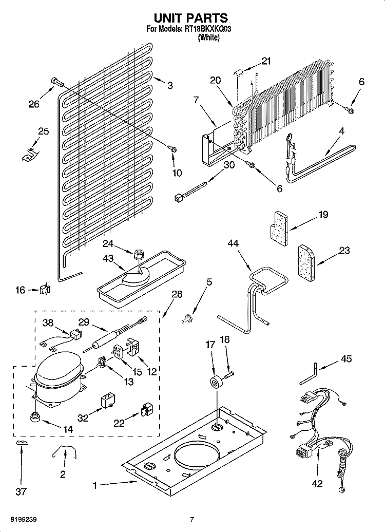 UNIT PARTS Diagram and Parts List for RT18BKXKQ03  Roper Refrigerator