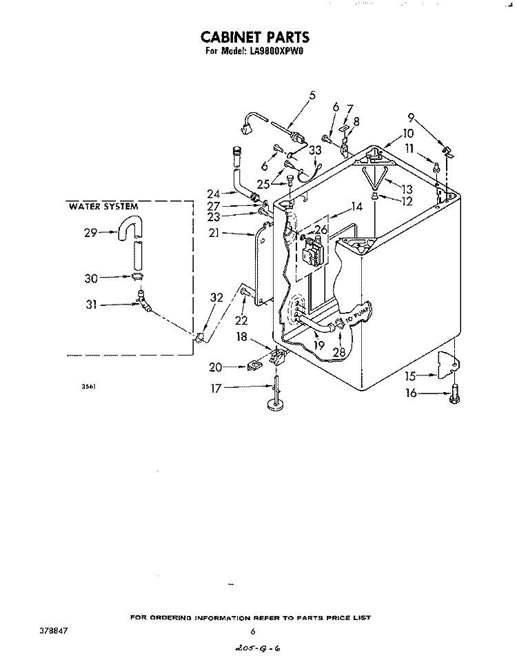 CABINET Diagram and Parts List for LA9800XPW0  Whirlpool Washer