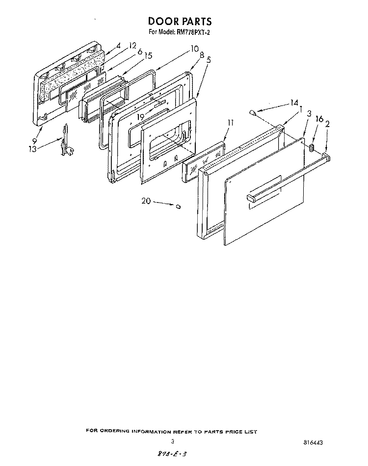 DOOR Diagram and Parts List for RM778PXT2  Whirlpool Microwave Oven Combo