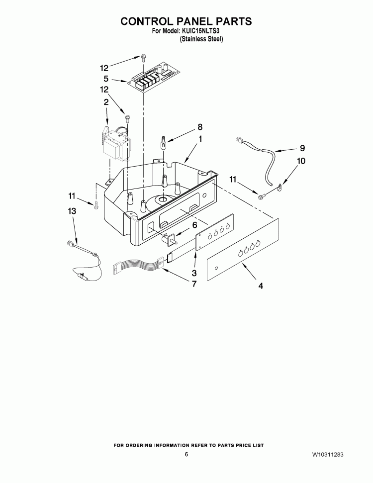 CONTROL PANEL PARTS Diagram and Parts List for KUIC15NLTS3  KitchenAid Ice Maker