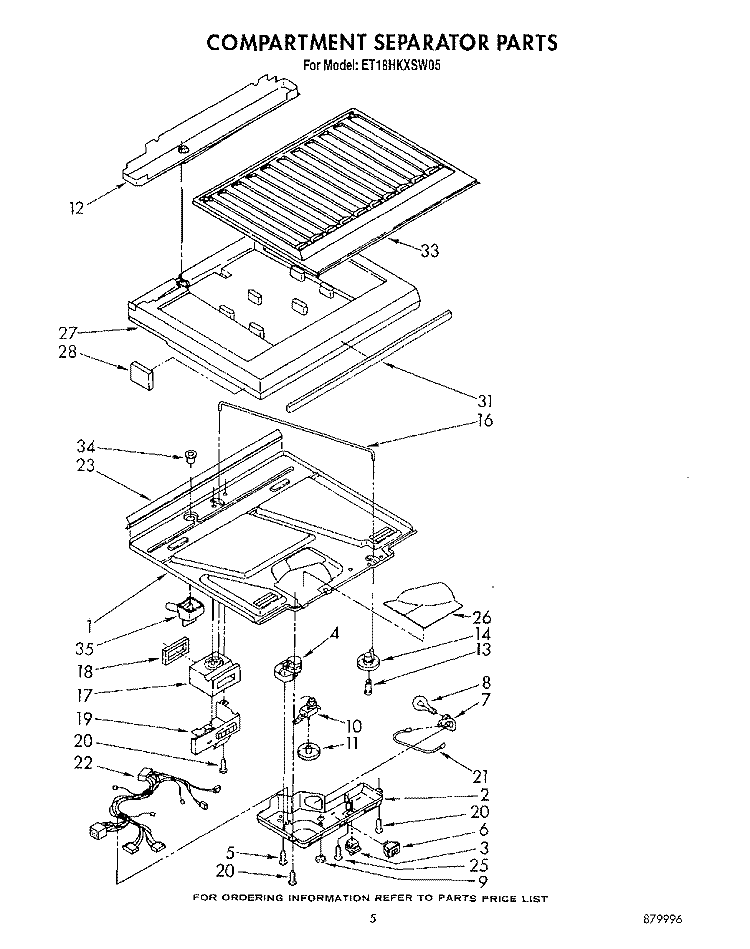 COMPARTMENT SEPARATOR Diagram and Parts List for ET18HKXSW05  Whirlpool Refrigerator