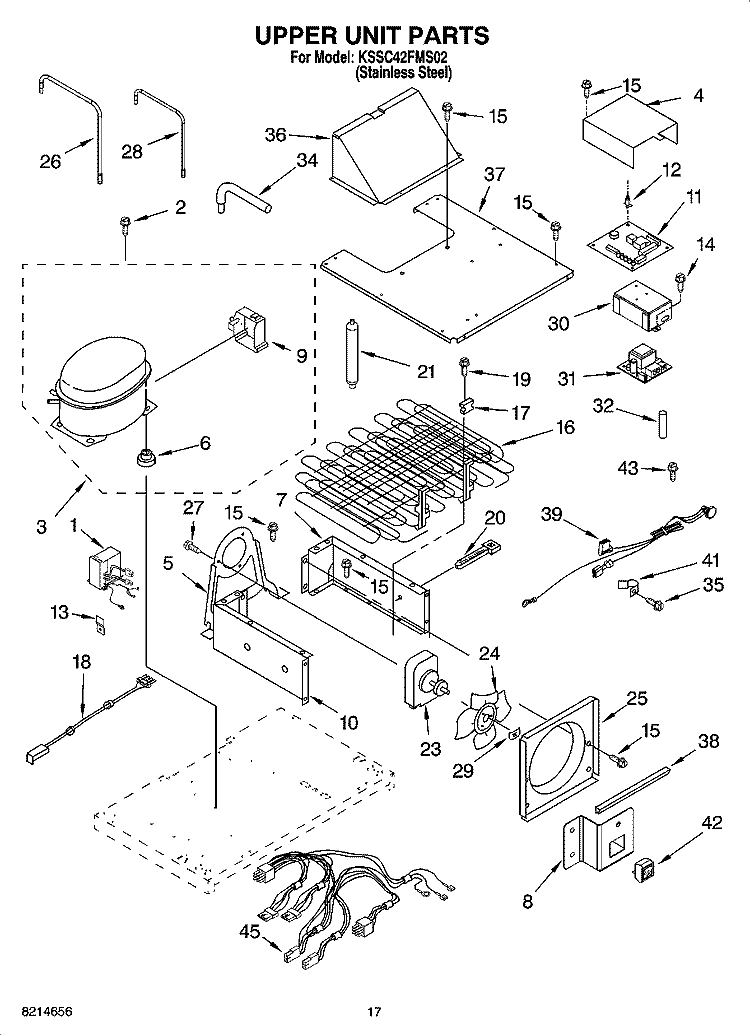 UPPER UNIT PARTS Diagram and Parts List for KSSC42FMS02  KitchenAid Refrigerator
