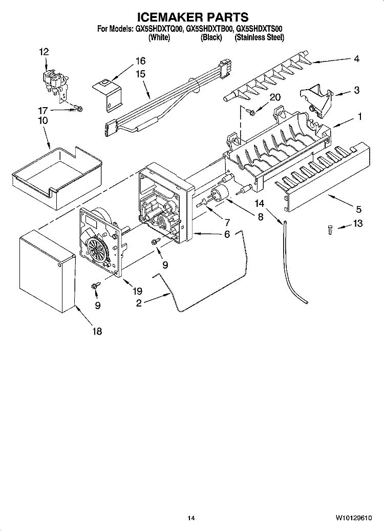 ICEMAKER PARTS, OPTIONAL PARTS (NOT INCLUDED) Diagram and Parts List for GX5SHDXTB00  Whirlpool Refrigerator