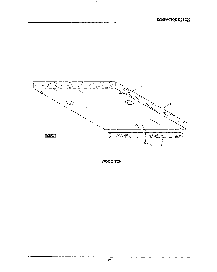 WOOD TOP Diagram and Parts List for KCS200  KitchenAid Trash Compactor