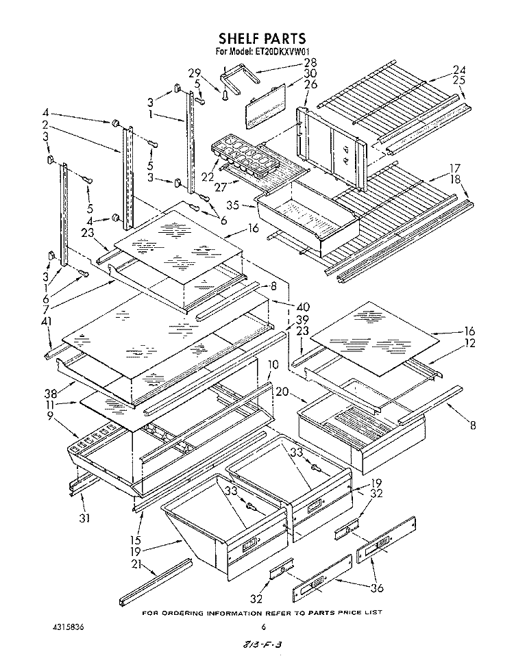 SHELF , LIT/OPTIONAL Diagram and Parts List for ET20DKXVN01  Whirlpool Refrigerator