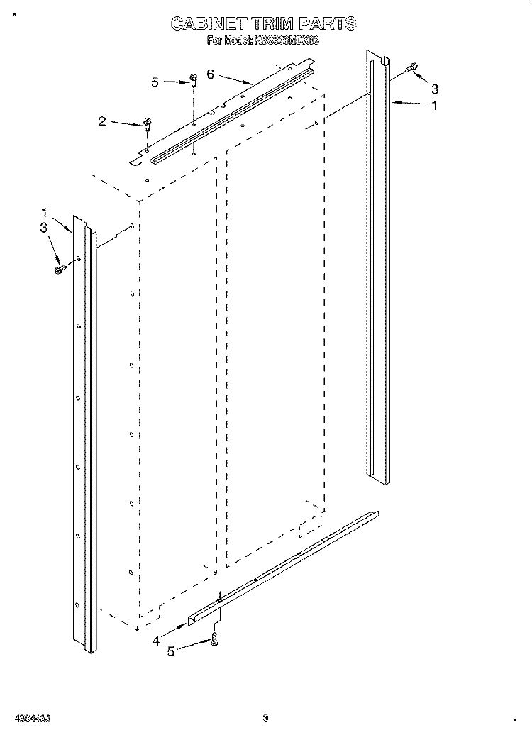 CABINET TRIM Diagram and Parts List for KSSS36MDX03  KitchenAid Refrigerator