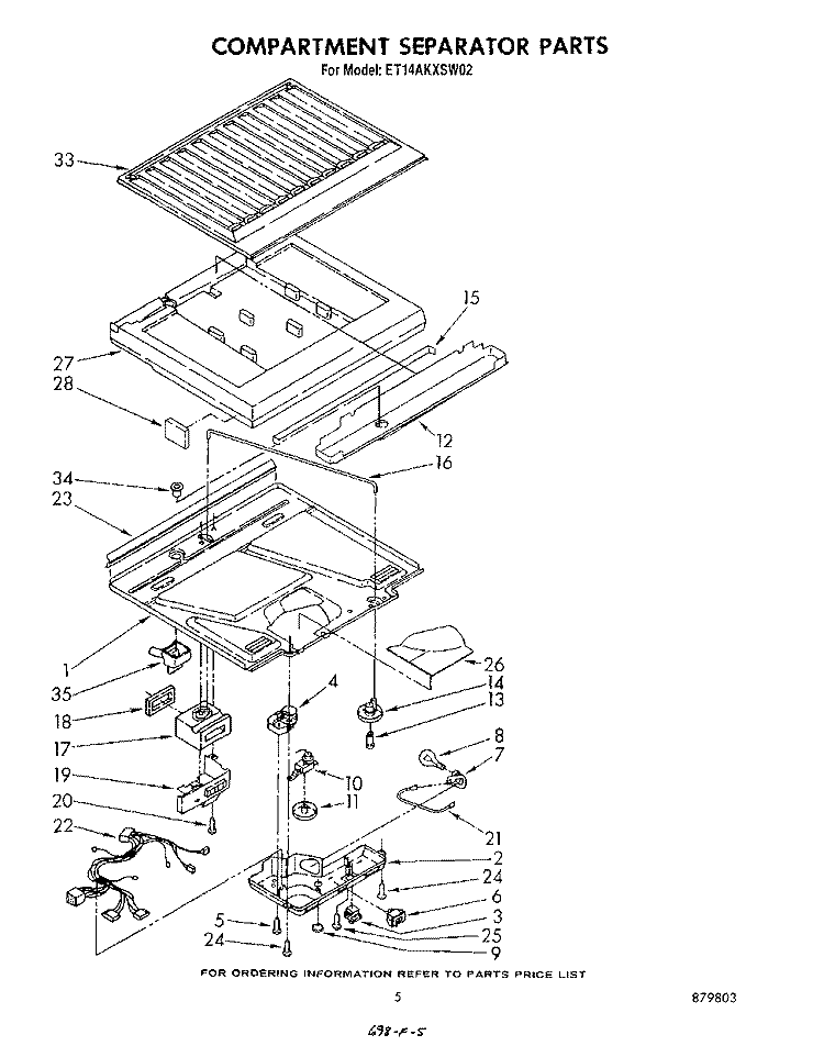 COMPARTMENT SEPARATOR Diagram and Parts List for ET14AKXSW02  Whirlpool Refrigerator