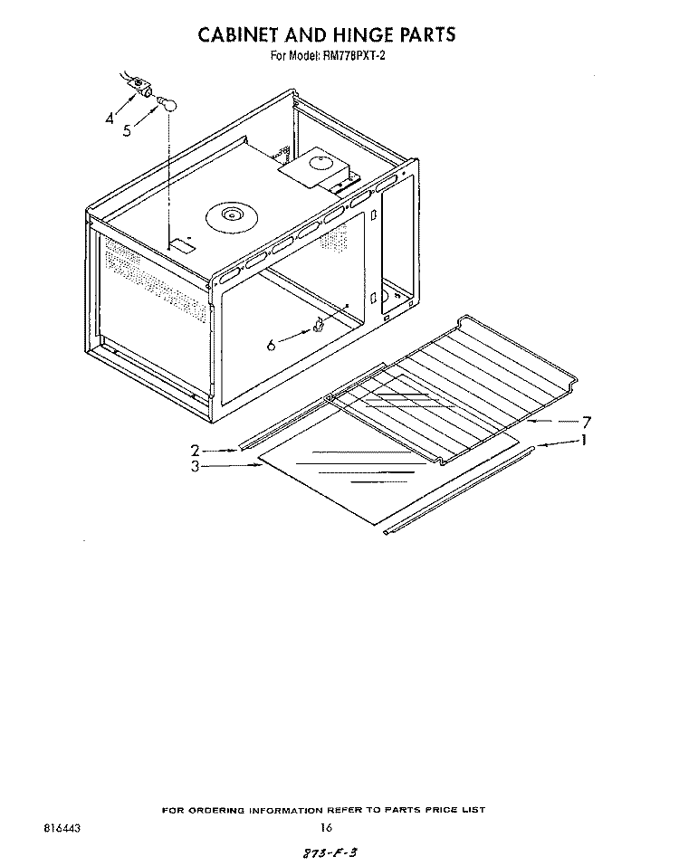 CABINET AND HINGE Diagram and Parts List for RM778PXT2  Whirlpool Microwave Oven Combo