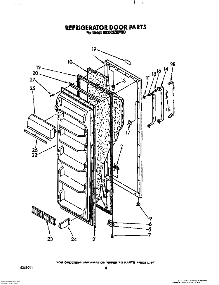 REFRIGERATOR DOOR Diagram and Parts List for RS20CKXXW00  Roper Refrigerator