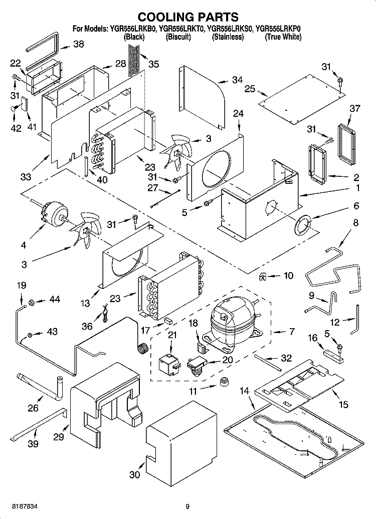 COOLING PARTS Diagram and Parts List for YGR556LRKS0  Whirlpool Range