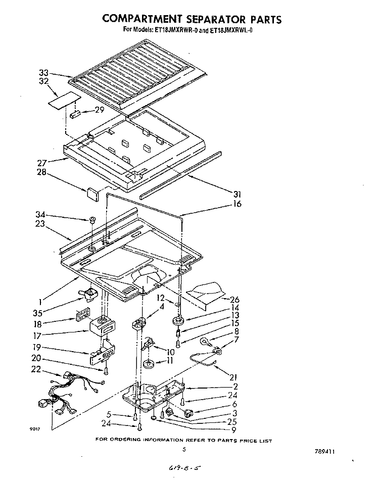 COMPARTMENT SEPARATOR Diagram and Parts List for ET18JMXRWR0  Whirlpool Refrigerator