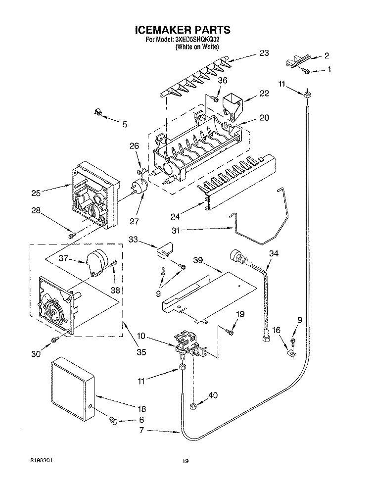 ICEMAKER PARTS - PARTS NOT ILLUSTRATED Diagram and Parts List for 3XED5SHQKQ02  Whirlpool Refrigerator