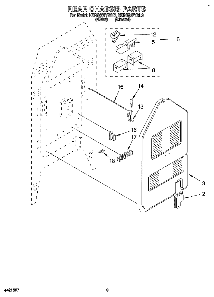 REAR CHASSIS, OPTIONAL Diagram and Parts List for KERC507YAL3  KitchenAid Range