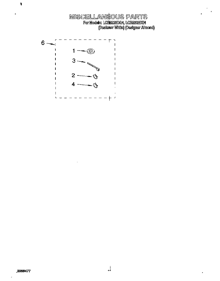MISCELLANEOUS, LIT/OPTIONAL Diagram and Parts List for LCR5232DZ4  Whirlpool Washer