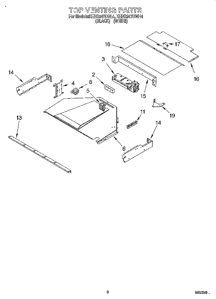 TOP VENTING, OPTIONAL Diagram and Parts List for KEBS247DBL4  KitchenAid Wall Oven