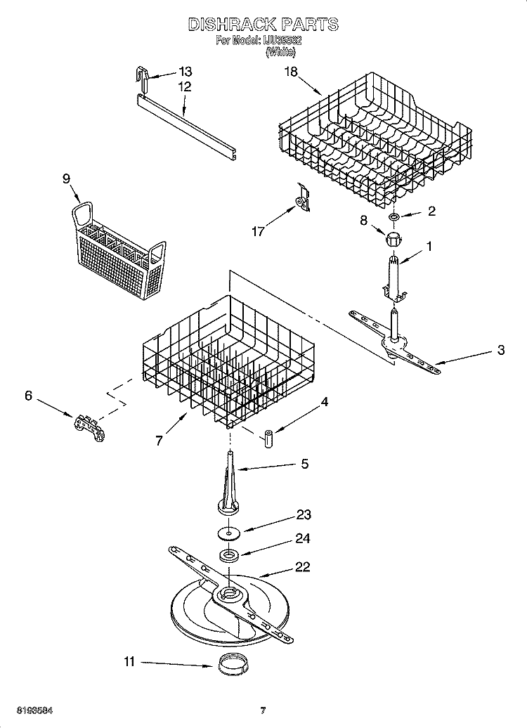 DISHRACK PARTS Diagram and Parts List for IJU35562  Inglis Dishwasher