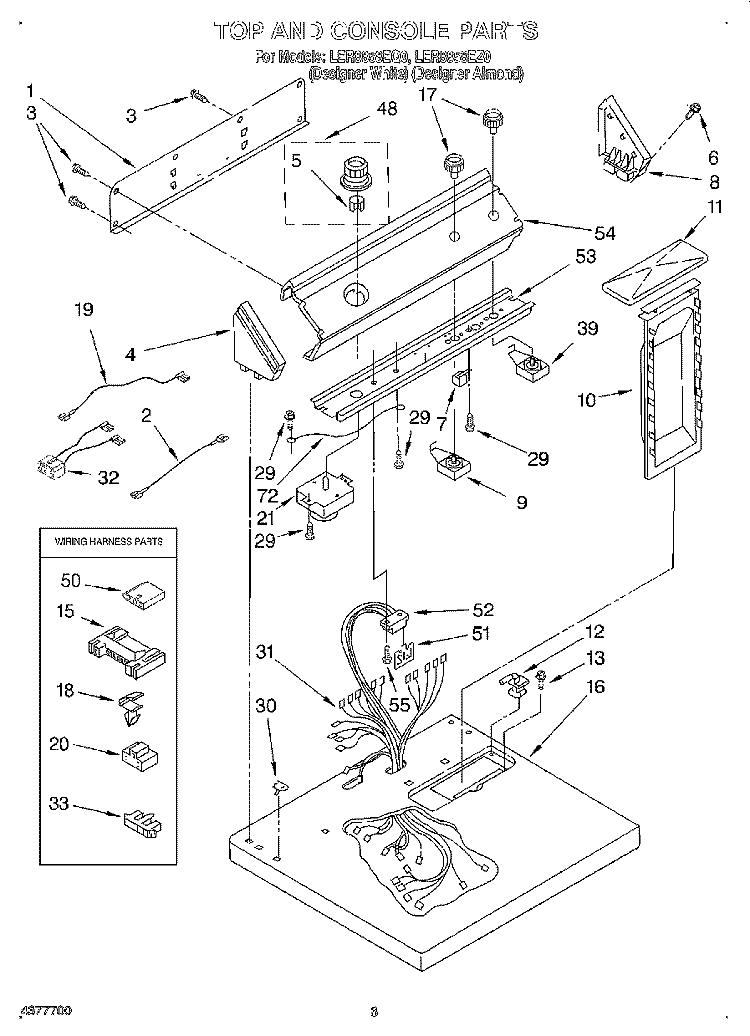 SECTION Diagram and Parts List for LER8858EQ0  Whirlpool Dryer