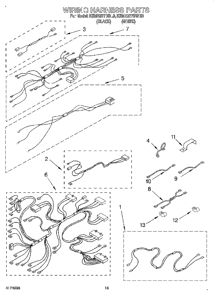 WIRING HARNESS, OPTIONAL Diagram and Parts List for KEMS377BBL0  KitchenAid Wall Oven