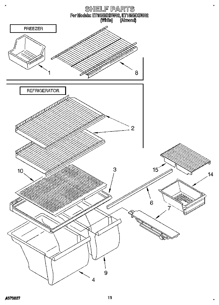 SHELF, LIT/OPTIONAL Diagram and Parts List for ET18NMXDN02  Whirlpool Refrigerator