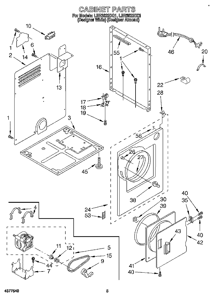 SECTION Diagram and Parts List for LER3622DZ1  Whirlpool Dryer