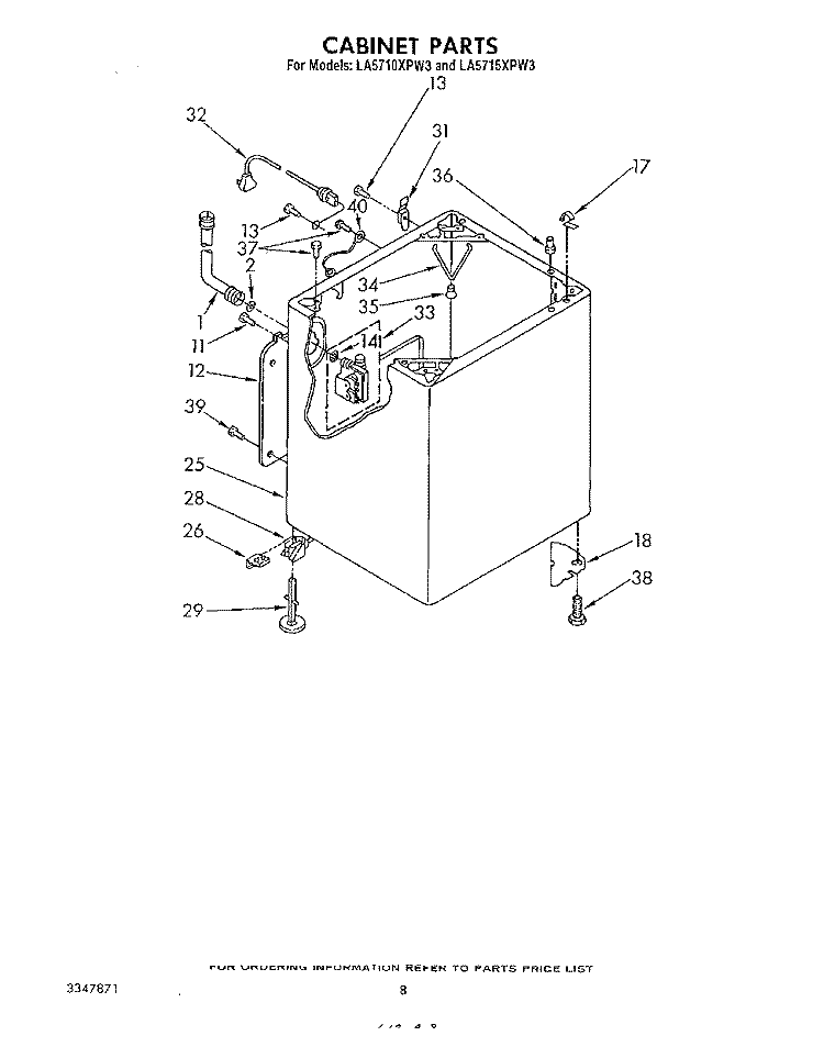 CABINET Diagram and Parts List for LA5715XPW3  Whirlpool Washer